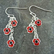 Red Poppy Drop Hook Earring